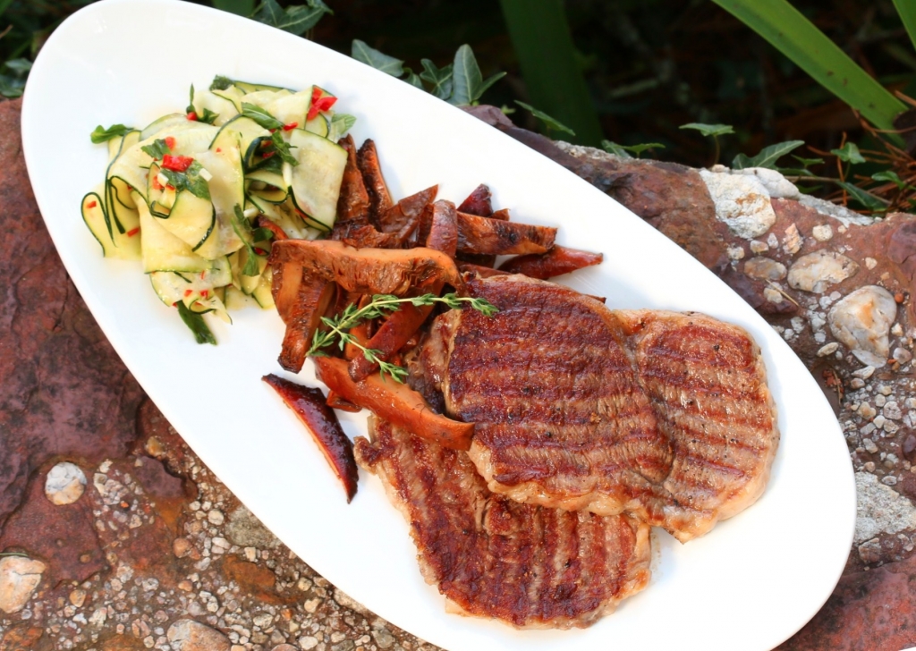 Ep 11 - Seared wagyu with mushroom ragu and zucchini salad