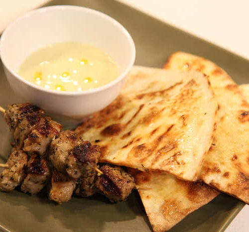 Pork Souvlaki with Skordalia