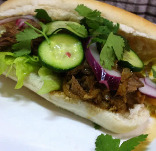 Tex Mex Style Pulled Beef Sliders with a Quick Pickle