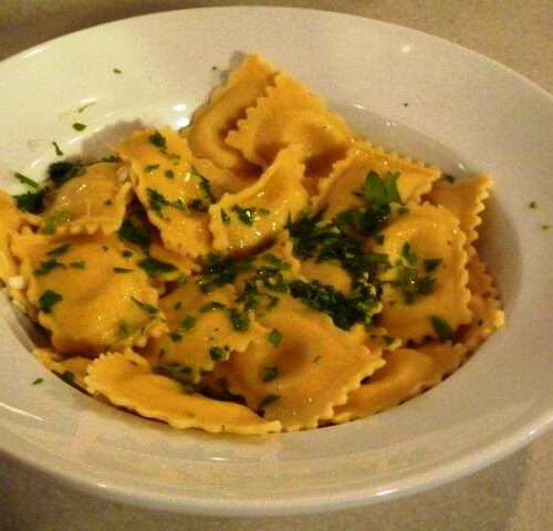 Crab, Potato & Leek Ravioli with Truffle Infused Oil