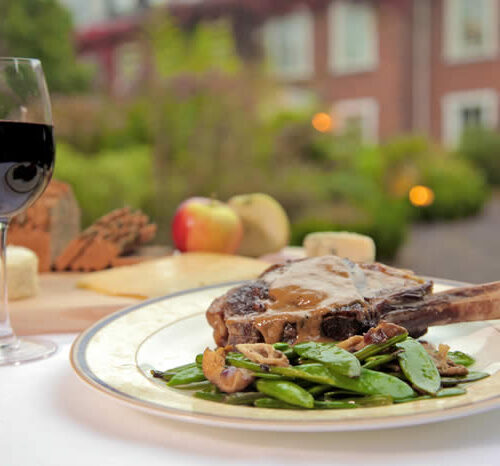 Rib-Eye of Beef with Irish Whiskey Sauce and Pea Medley