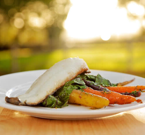 Turbot with Coloured Vegetables