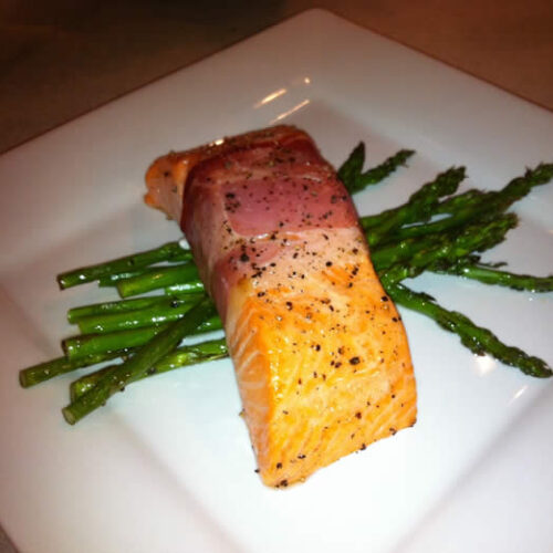 King Salmon with Proscuitto and Asparagus