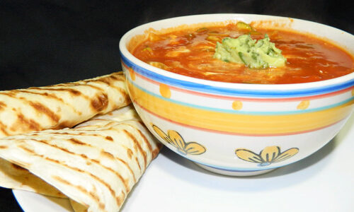 Quick Mexican Soup with Spiced Avocado Salsa