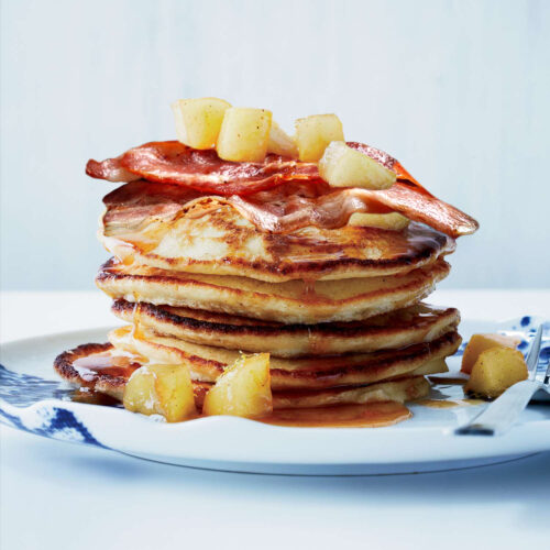 Buttermilk Pancakes with Bacon, Apples and Whipped Maple Butter