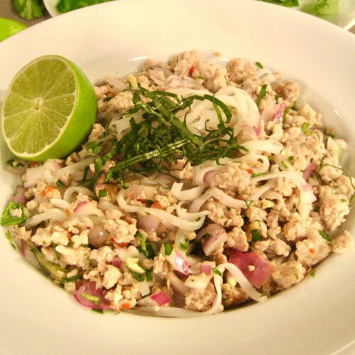 Chicken Larb with Rice Noodles