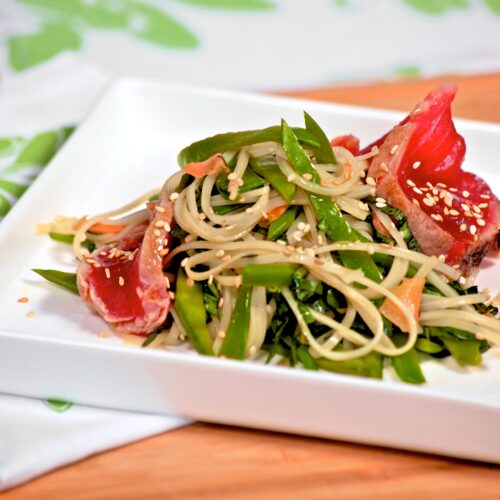 Tuna Tataki with Rice Noodles & Sake Dressing