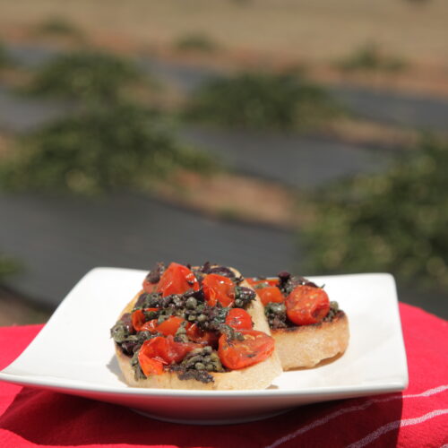 Caper, Olive and Basil Bruschetta