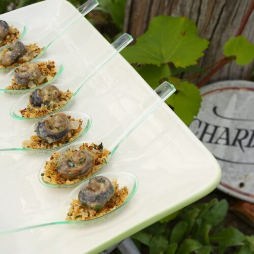 Snails in Herbed Cream Sauce on Garlic Crumbs