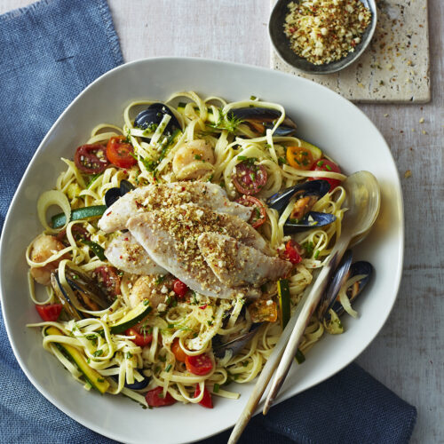 Linguine with Seafood and Garlic Crumbs