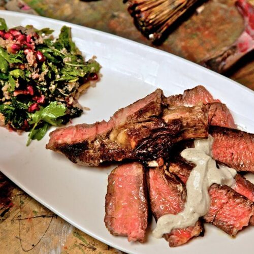 Spiced Rib Eye with Quinoa and Stinging Nettle Salad