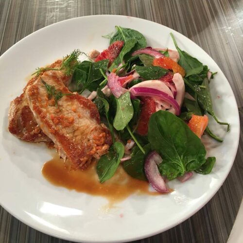 Pork with Blood Orange Glaze, Fennel & Blood Orange Salad