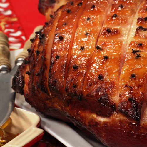 Honey Glazed Ham with Mustard Fruits and Cranberry Relish