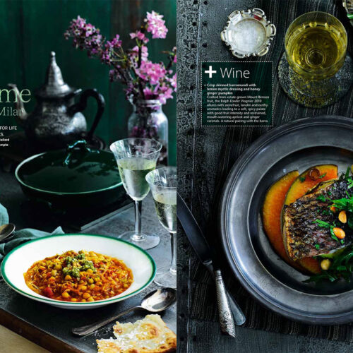 Persian chicken with walnuts and pomegranate with Jewel rice as featured in Selector Magazine, Autumn 2013 issue