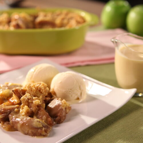 Warm Spiced Apple and Custard Crumble