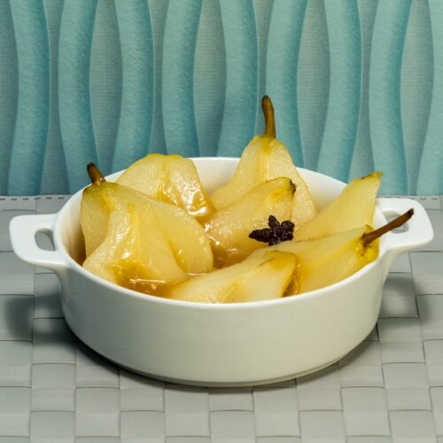 Poached Pears with Caramel Sauce