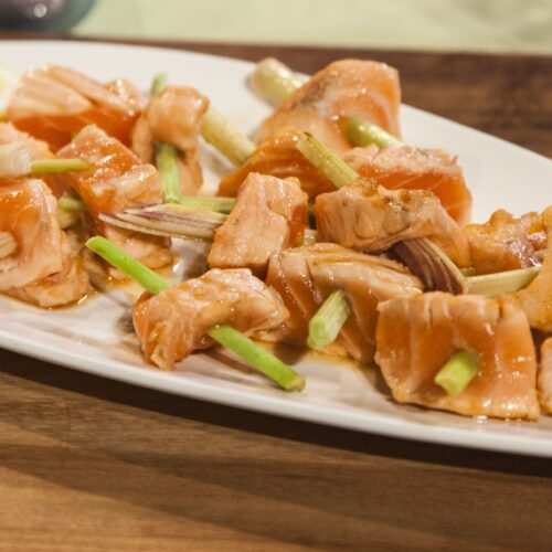 Grilled Salmon on Lemongrass Skewers