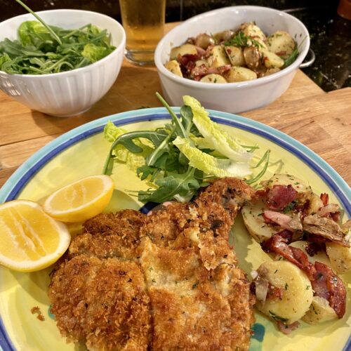 German Schnitzel and Potato Salad