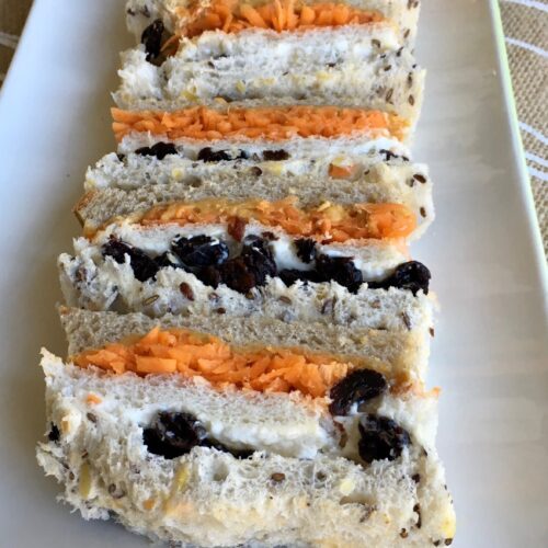 Carrot, Peanut Butter and Raisin Ribbon Sandwiches