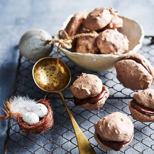 Baby Chocolate Meringues with Chocolate Orange Curd