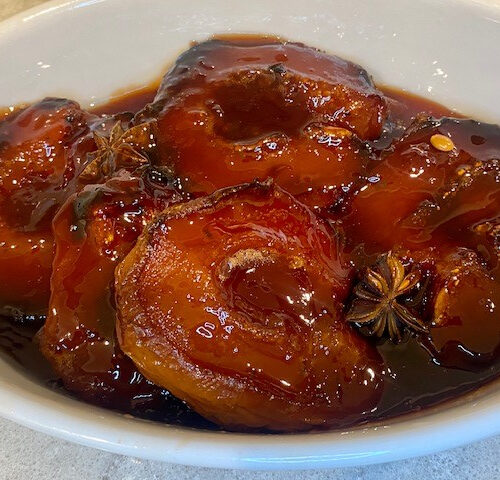 Oven Poached Quinces with Honey and Star Anise