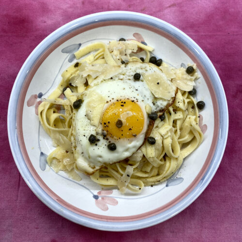 Tagliatelle with Capers, Egg and Parmesan